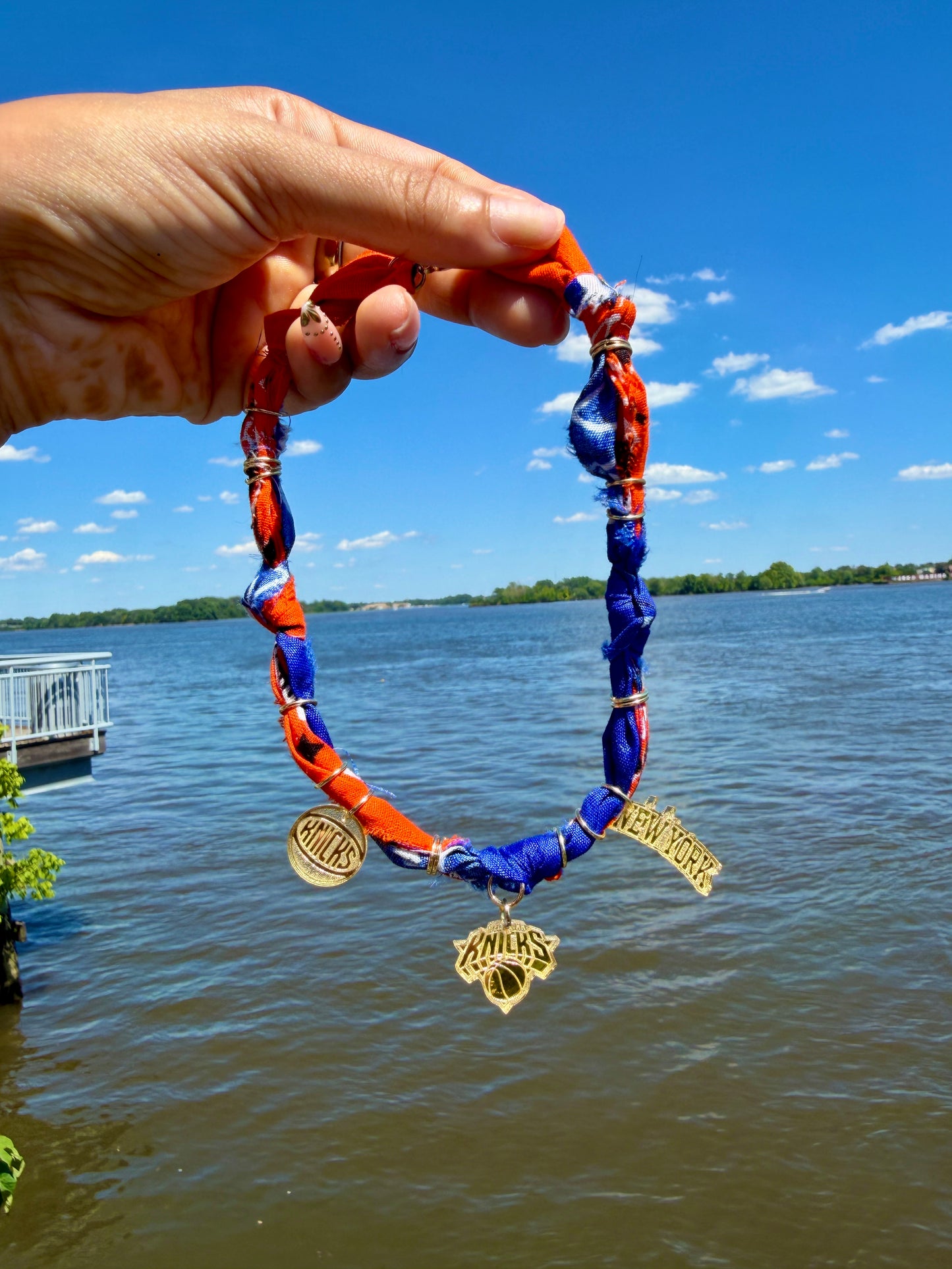 Knicks inspired Bandana Charm Necklace