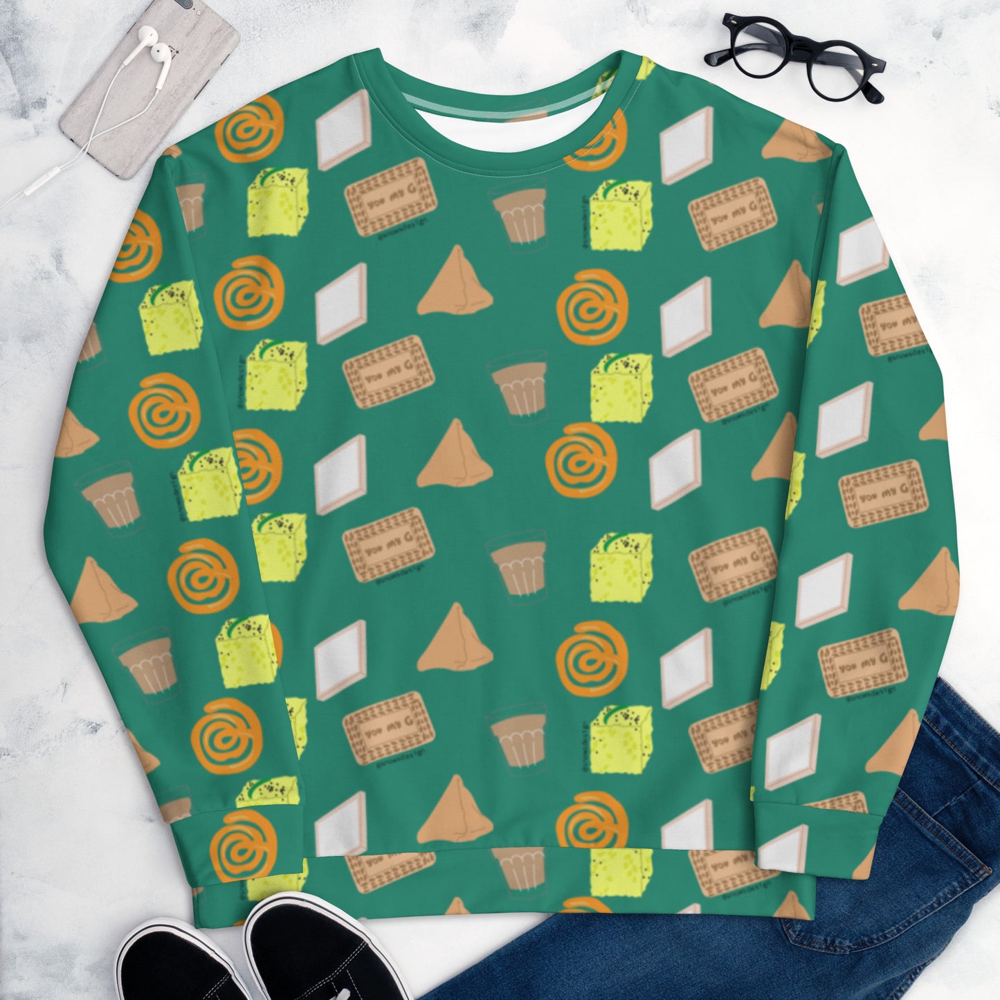 Desi Khana Snacks Green Sweater